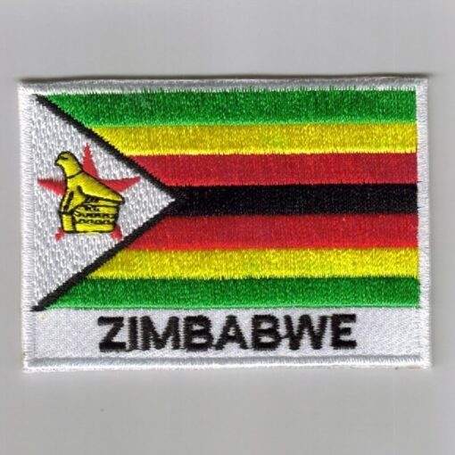 Zimbabwe embroidered patches - country flag Zimbabwe patches / iron on badges