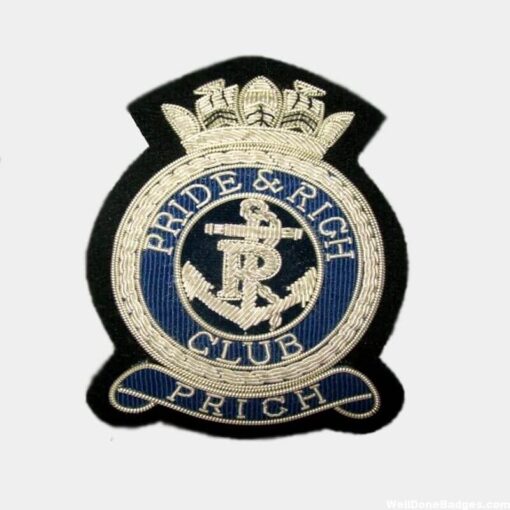 Pride and rich club silver bullion wire blazer badges